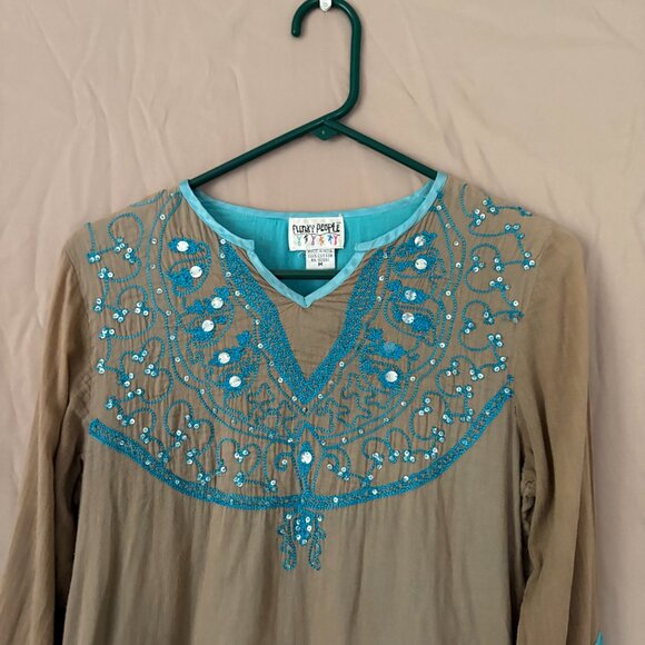 Funky People Womens Tunic Dress Size Medium Sequins Boho Festival Lightweight - Picture 2 of 9